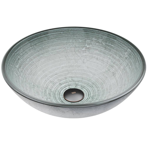 Giovanni Artistic Silver Glass 17 in. L x 17 in. W x 6 in. H Round Vessel Bathroom Sink