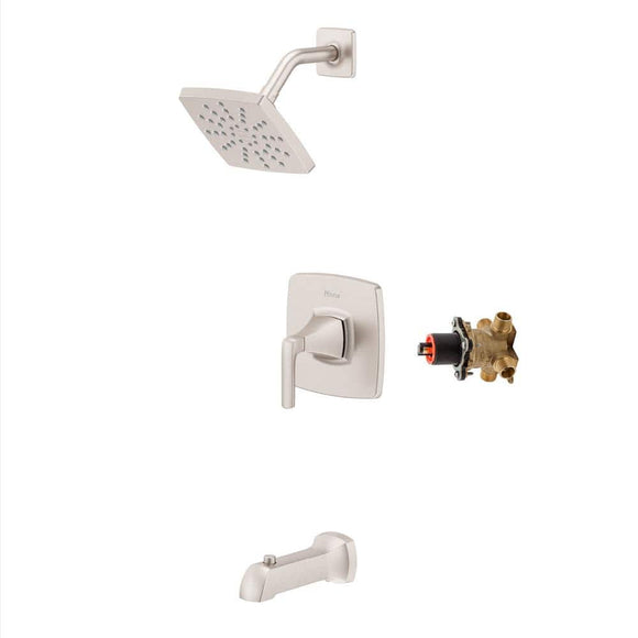 Pfister Bruxie 1-Handle 1-Spray Tub and Shower Faucet in Spot Defense Brushed Nickel (Valve Included)