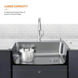 33 in. Drop-In Single Bowl 18 Gauge Stainless Steel Kitchen Sink with Pull-Down Faucet