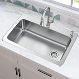 33 in. Drop-In Single Bowl 18 Gauge Stainless Steel Kitchen Sink with Pull-Down Faucet