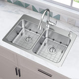 Glacier Bay Bratten 33 in. Drop-In 50/50 Double Bowl 18 Gauge Stainless Steel Kitchen Sink with Accessories