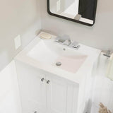 24 in. Ceramic Vanity Top with 3-Faucet Holes with White Basin