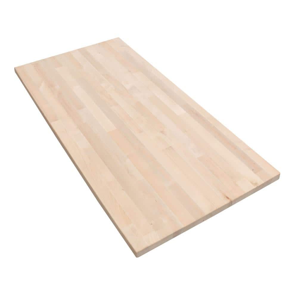 HARDWOOD REFLECTIONS 5 ft. L x 30 in. D Unfinished Birch Solid Wood Butcher Block Desktop Countertop With Eased Edge