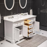 60 in. W x 22 in. D x 34 in. H Bath Vanity in White with Marble Vanity Top in Carrara White with White Basin