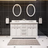 60 in. W x 22 in. D x 34 in. H Bath Vanity in White with Marble Vanity Top in Carrara White with White Basin