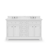 60 in. W x 22 in. D x 34 in. H Bath Vanity in White with Marble Vanity Top in Carrara White with White Basin