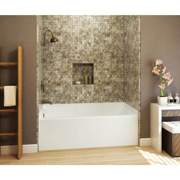 Capistrano 60 in. x 30 in. AcrylX Acrylic-Finished Left Drain Rectangular Alcove Soaking Bathtub in White