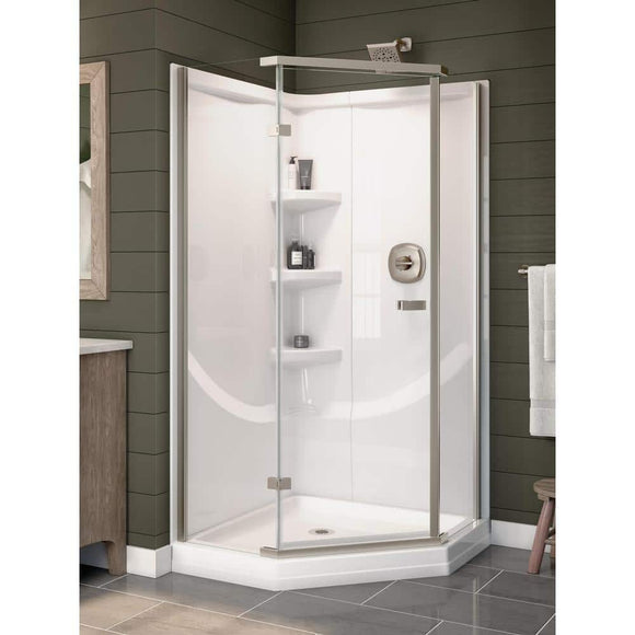 Classic 38 in. W x 73.88 in. H 2-Piece Direct-to-Stud Corner Shower Wall Surround in White