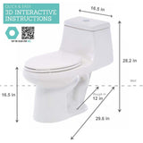 1-piece 1.1 GPF/1.6 GPF High Efficiency Dual Flush Elongated Toilet in White Slow-Close, Seat Included