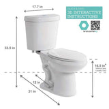 2-piece 1.1 GPF/1.6 GPF High Efficiency Dual Flush Complete Elongated Toilet in White, Seat Included