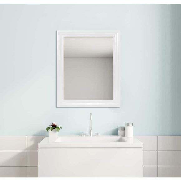 23.5 in. W x 28.5 in. H Rectangular PS Framed Wall Bathroom Vanity Mirror in White (Screws Not Included)