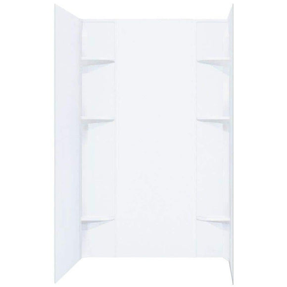 Durawall 40 in. x 60 in. x 71-1/2 in. 5-Piece Easy Up Adhesive Alcove Shower Surround in White