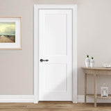 32 in. x 80 in. DUltra Primed White Left-Hand Inswing 5-Panel Composite Solid Core Single Prehung Interior Door