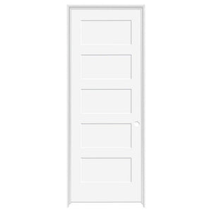 32 in. x 80 in. DUltra Primed White Left-Hand Inswing 5-Panel Composite Solid Core Single Prehung Interior Door