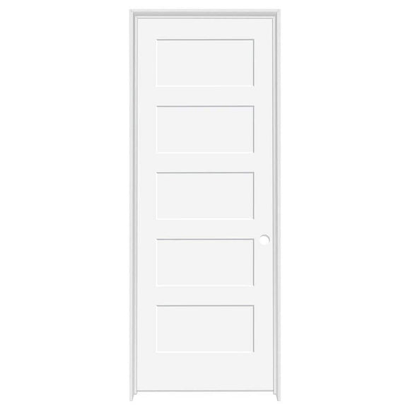 32 in. x 80 in. DUltra Primed White Left-Hand Inswing 5-Panel Composite Solid Core Single Prehung Interior Door