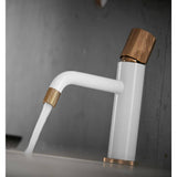 Single Handle Single-Hole Bathroom Sink Faucet in White Rose Gold