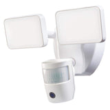 2000 Lumens LED Motion Sensor Wired Twin Head White Outdoor Security Flood Light with Video Wi-Fi Connected