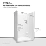 STORE+ 48 in. x 34 in. Single-Threshold Shower Base with Center Drain in White