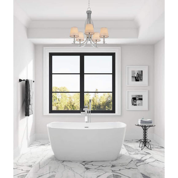 Aubrey 56 in. Freestanding Flatbottom Soaking Bathtub with Center Drain in White