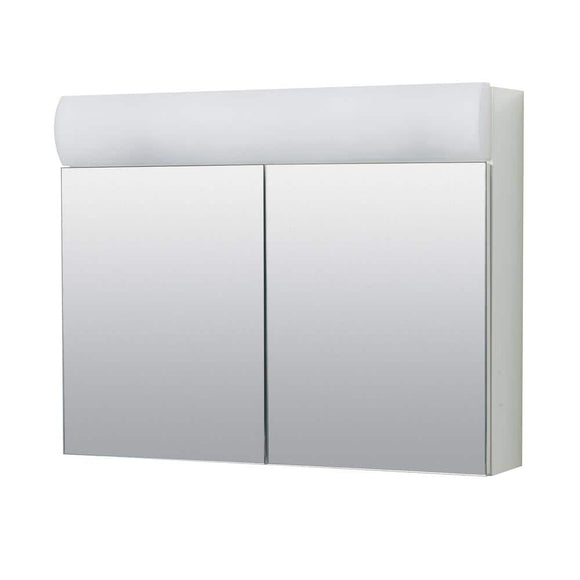 23.25 in. W x 18.63 in. H x 5.88 in. D Surface Mount Lighted Frameless Bi-View Medicine Cabinet in White