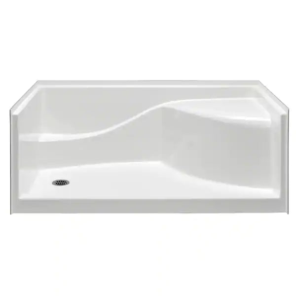 White Vida 60 X 36 Accessible Bathroom Shower Pan with Right Drain